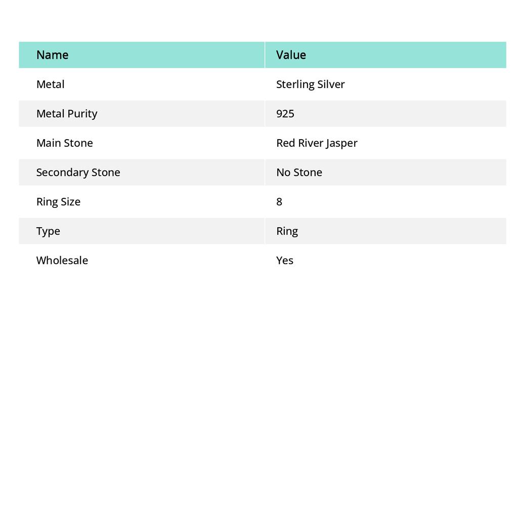 Natural Red River Jasper Gemstone 925 Sterling Silver Jewelry Ring Size 8 Q0i06