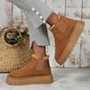 2024 Autumn/Winter New Women's Thick Soled Snow Boots Cotton Shoes with Velvet Inner Round Head Sleeve Foot Cotton Boots