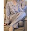 Autumn Winter Lapel Cardigan Women's 2 Pieces Set Ice Silk Soft Sleepwear for Women Simple Solid Color Elegant Women's Sets