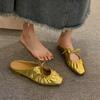 French Retro Silver Baotou Half Slippers Women's Summer Sandals 2025 Gold Soft Flat Bottom Muller Soft Bottom Women's Models
