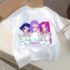 KPop Demon Hunters T-shirt for Children Cartoon White Tee Top Anime Round Collar Short Sleeve Clothes Kids Summer Clothing Gift