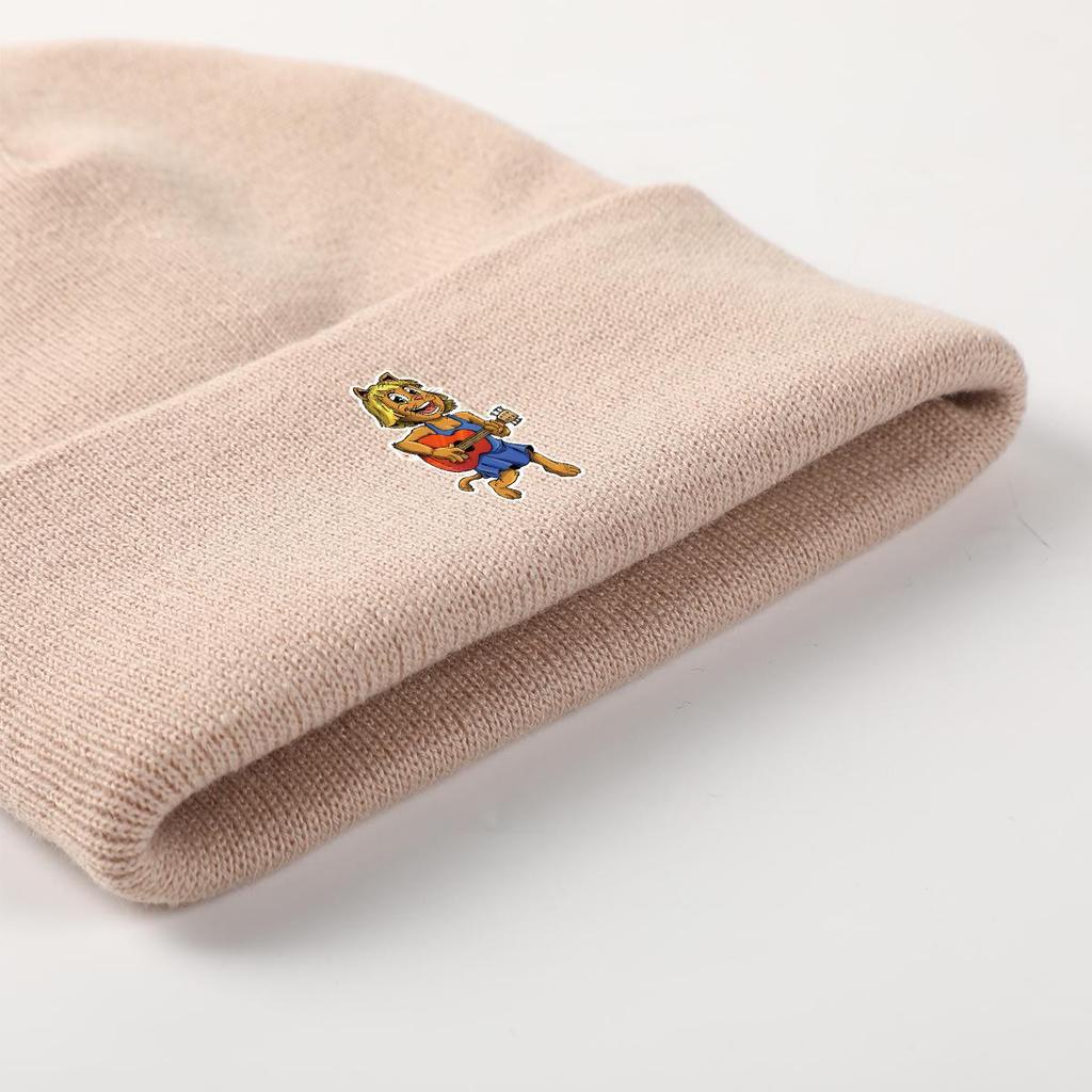 Guitar Dog Warm Knitted Cap Beanie, Animal Woman Cap Winter Soft Unisex Headwear Knitted Hat Beanie