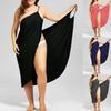 DYS Plus Size Summer Beach Sexy Women Solid Color Wrap Dress Bikini Cover Up Sarongs