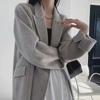 Vintage Korean-Style Women's Double-Breasted Cashmere Wool Coat - New, Long, Loose Fit