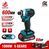 ONEVAN 600N.m Cordless Brushless Electric Screwdriver 5-Speed Electric Impact Driver Kit Cordless Drill for Makita 18V Battery
