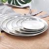 Cleaner Products Stainless Steel Matte Round Dining Plate Tableware Dessert Pizza Dish Fruit Tray
