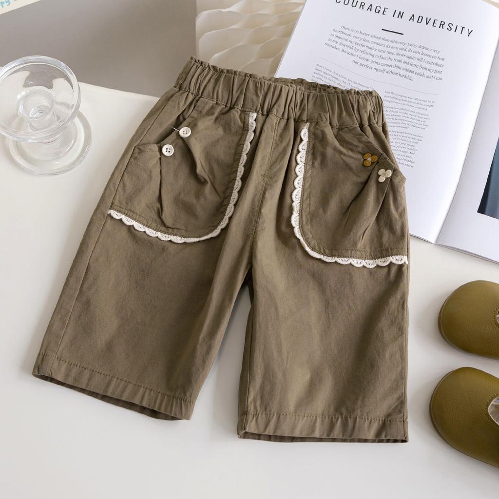 Девочки Летние Укороченные Тонкие Детские Повседневные Шорты из Чистого Хлопка и Брюки Средней Длины для Девочек