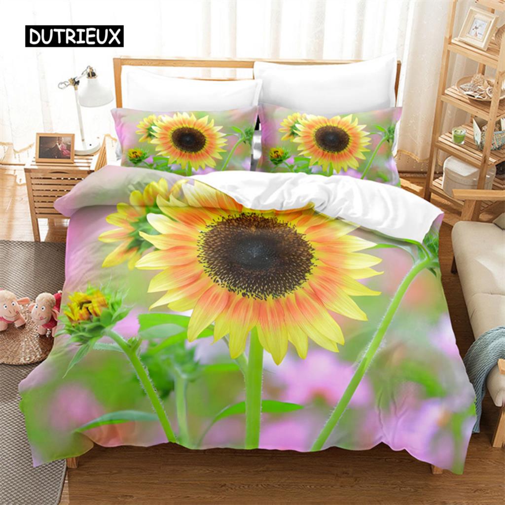 Sunflower Queen Bedding Set Duvet Cover Set Bedding Digital Printing Bed Linen King Size Duvet Cover Set Bedding Set