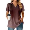 Womens Short Sleeve T Shirts Pleated V Neck Printing Tee Collared Summer Tops Fashion Business Casual Work