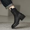 Woman Short Shoes Fur Chelsea Elegant with Medium Heels Booties Black Ankle Boots for Women Leather Winter 2024 New In Hot Chic