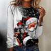 2025 Winter Women Loose Round Neck Long Sleeve T Shirts Fashion Casual 3D Santa Claus Gift Pattern Printed Christmas Party Tops