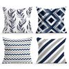 Home Decor Blue & White Geometric & Patterned Pattern Cushion Cover Suitable for Sofa Bedroom Car Pillow Cover