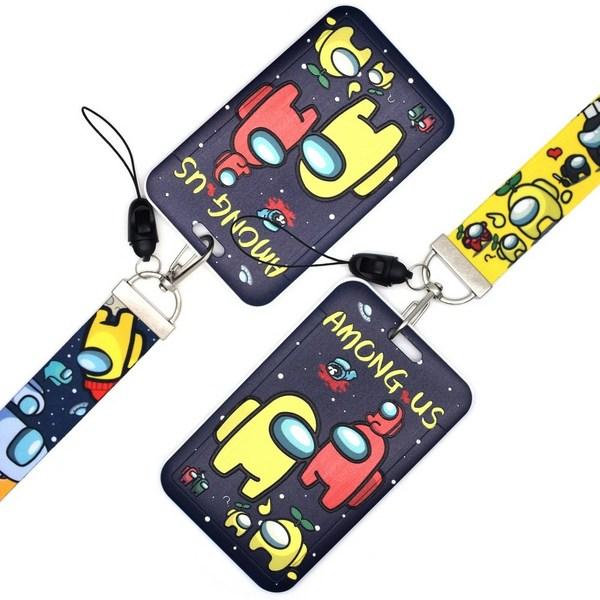 Ремень Beoms Company Among Us Ремень Персонаж Студенческий билет Именной бирка Футляр для карточек Удостоверение сотрудника Ожерелье Карта для хранения именной карточки, Темно-синий