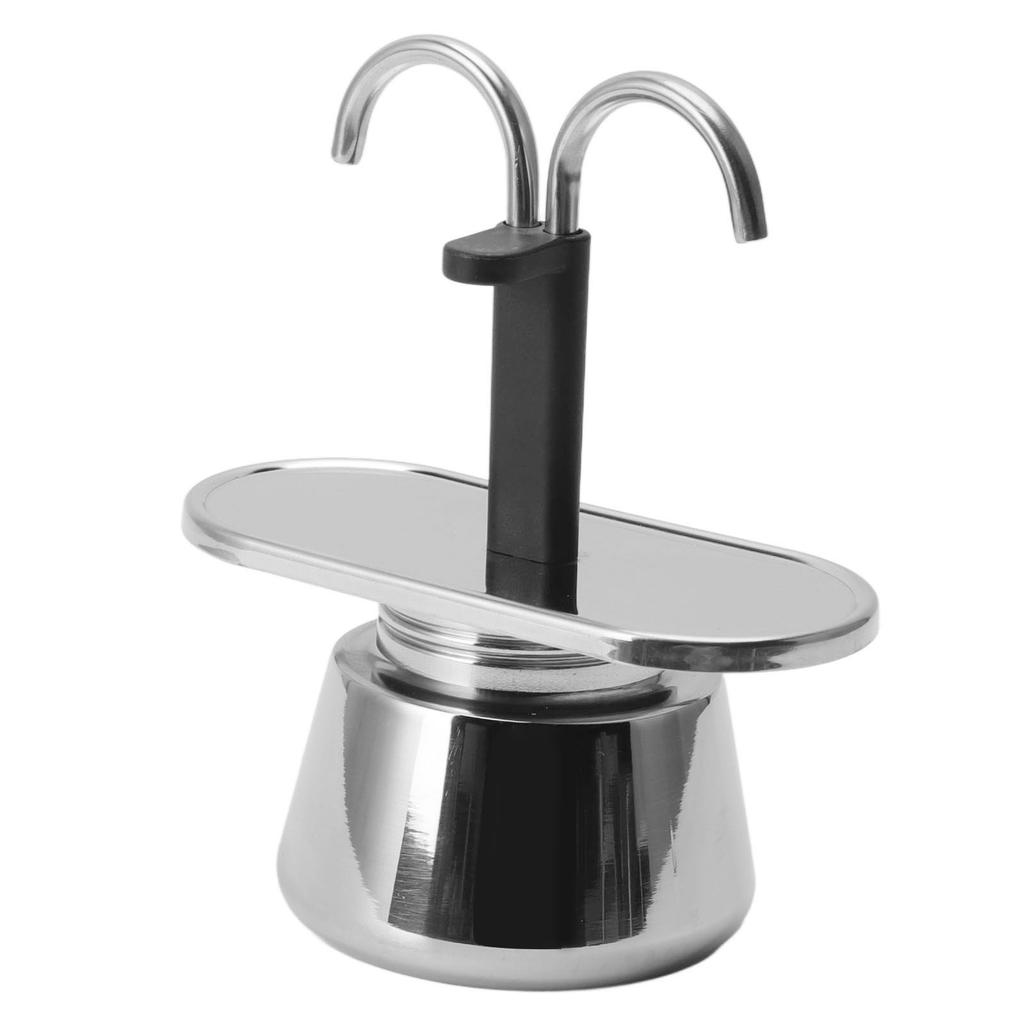2 Cup 100ML Moka Pot Double Head Stainless Steel Mocha Coffee Pot Italian DIY Conduit Coffee Maker