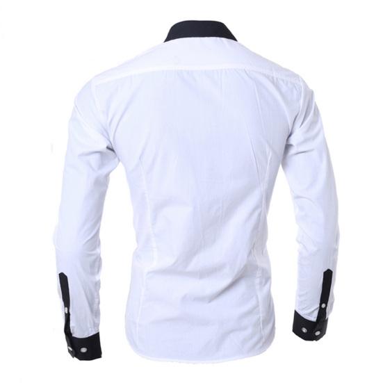 Patchwork Turn-down Collar Men Shirt Top Long Sleeve Buttons Closure Business Shirt Male Clothing