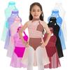 Girls Ballet Dress Kids Ruched Chiffon Bodice Dance Leotard Dress Lyrical Dance Costume Contemporary Dancewear