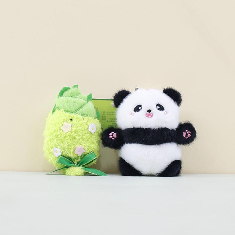 Cartoon Adorable Plush Bamboo Shoot Panda Keychain Cute Gift For Couples And Friends