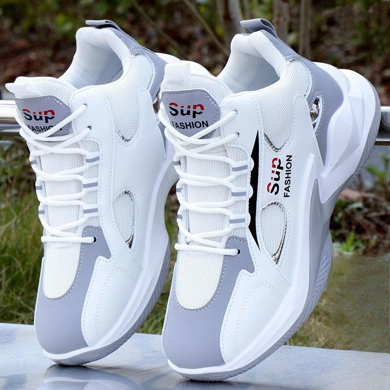 High Top Basketball Shoes for Men Soft Leather Waterproof Non Slip Sports Shoes Student Running Sneakers Autumn New