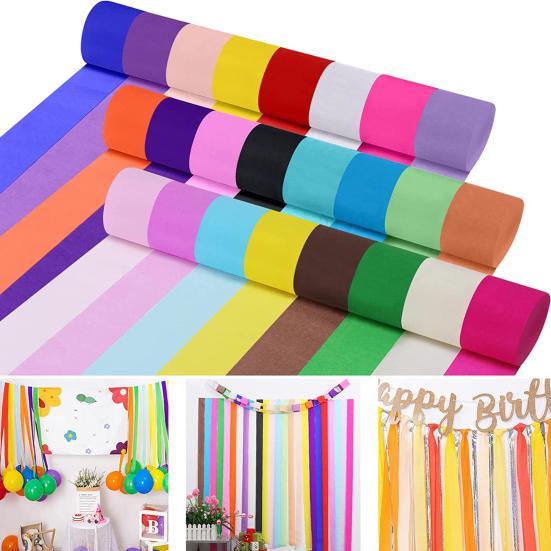 3 Roll Crepe Paper Cuttable Crepe Paper Streamers Backdrop Decor for Wedding