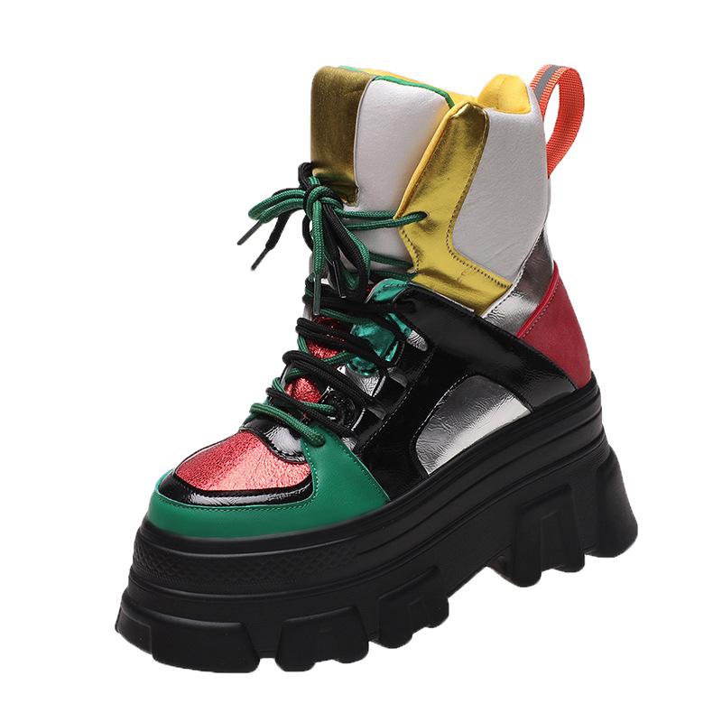 Fashion Luxury Leather PU Chunky Heel Platform Boots Women Waterproof Ankle Boots for Women Winter Warm Anti-slip Snow Boots Botas Mujer