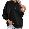Women's Fashion Long Sleeve Loose Oversize Solid Color Half Zipper Neck Sweater Top With Pockets