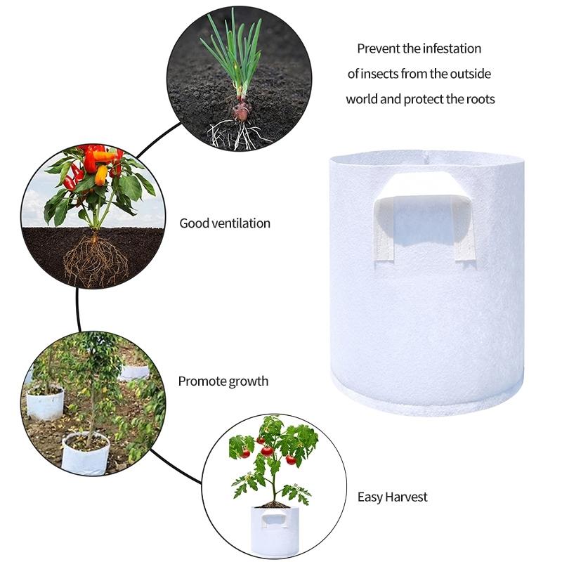 5PCS Non-woven Fabric Tree Planting Bags Thickened White Large Saplings Seedling Pots Garden Flower Pots Nursery Grow Bags