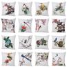 Watercolor Cute Bird Print Square Pillowcase Car Sofa Office Chair Pillowcase Home Decor Accessories