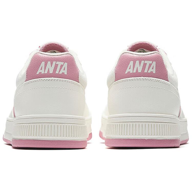 Anta Baichuan Classic Versatile Fashion Comfortable Lightweight Increased Height Low-Top Skate Shoes Women Sneaker White Pink 122528012-4