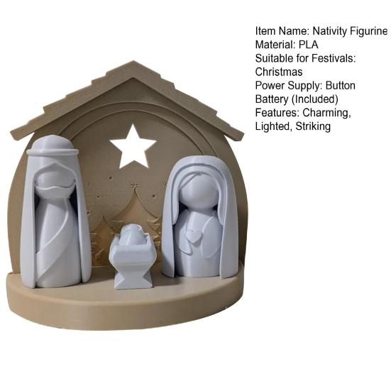 Nativity Set Figurine Lighted Jesus Nativity Scene Collection with Manger And Figures for Christmas