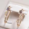 Simple Gradient Color Zircon Slim Earrings Hollow French Jewelry for Women
