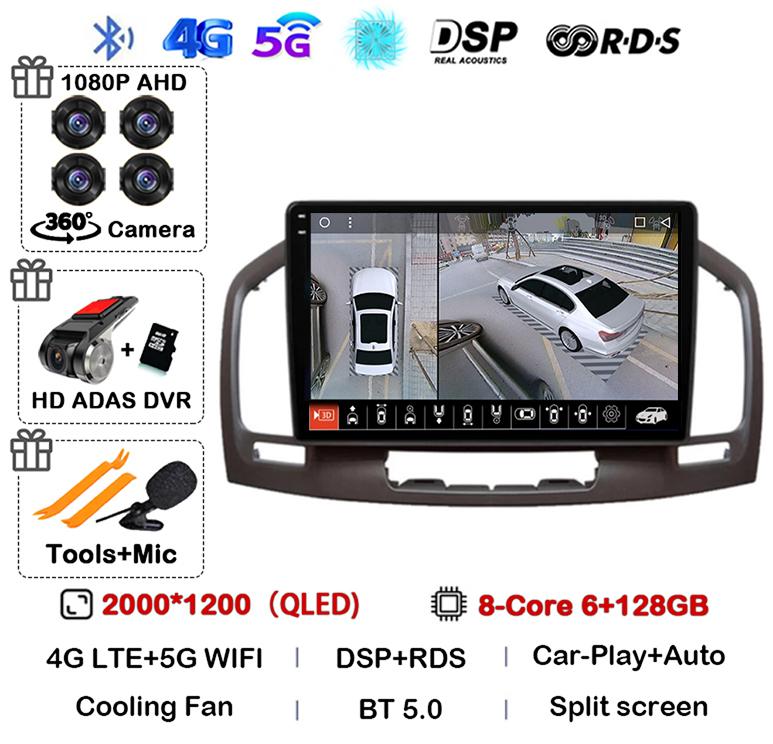 Android 14 Carplay Auto WIFI+4G Car Radio For Buick Regal For Opel Insignia 2009 2010 2011 2012 2013 Multimidia Video Player GPS