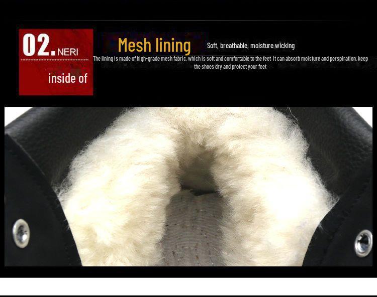 Men's Genuine Leather Winter Boots - Non-Slip, Thickened Cowhide and Wool for Cold Protection