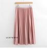 Qooth Elegant A Line Pleated Skirt Spring Summer Long Skirt Women Casual High Waisted Maxi Skirts JM0001