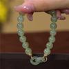Fashion Double Ring Interlocking Hetian Jade Beaded Bracelet Female Ins Style Love Safety Buckle Bangle For Bestie Birthday Gift