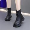 Large Size Warm Booties With Laces Elegant Medium Heels Lace-up Women's Ankle Boots Winter 2024 Autumn Chic Female Short Shoes