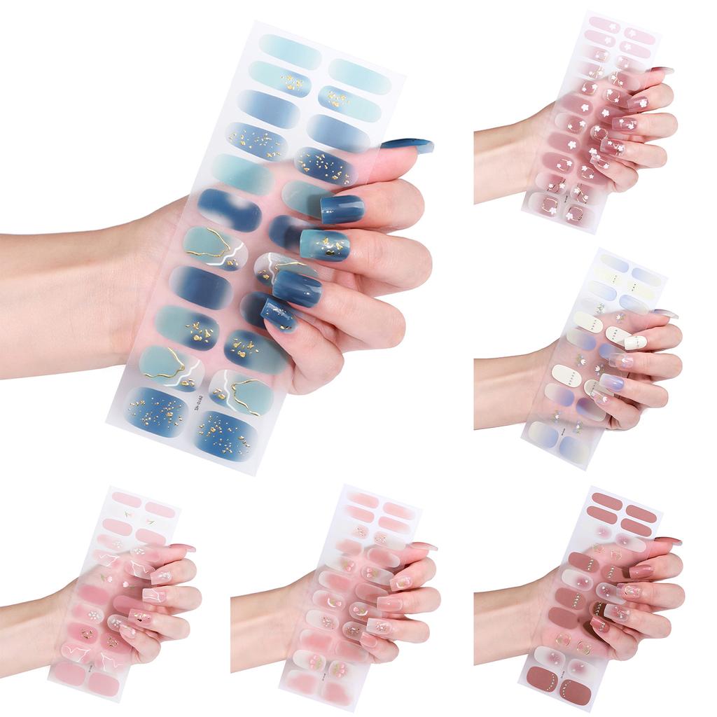 22Pcs Self-Adhesive Nail Wraps Nail Gel Polish Strips Full Wraps Nail Polish Stickers Gel Nail Strips Gel Nail Stickers