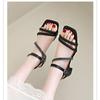 Fashion Women High Heel Sandals Summer Casual Female Shoes Woman Square Heel Open Toe Ankle Strap Ladies Sandalias Wedge Shoe2025 New