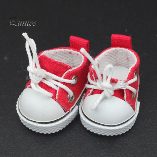 1 Pair Doll Shoes Mini Lace-Up Canvas Sneakers for 17cm Dolls Fingerboard Mini Finger Shoes Toy Accessory Realistic Design Creative Gift