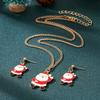 Fashion Santa Claus Necklace Pendant Stud Earrings Set Girl Cute Earrings Exquisite Jewelry Lover Couple Gift Necklace Earring Set Combination