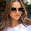 Square Rimless Sunglasses Women Brand Designer Fashion Gradient Sun Glasses Shades Cutting Lens Men Frameless Driving Eyeglasses