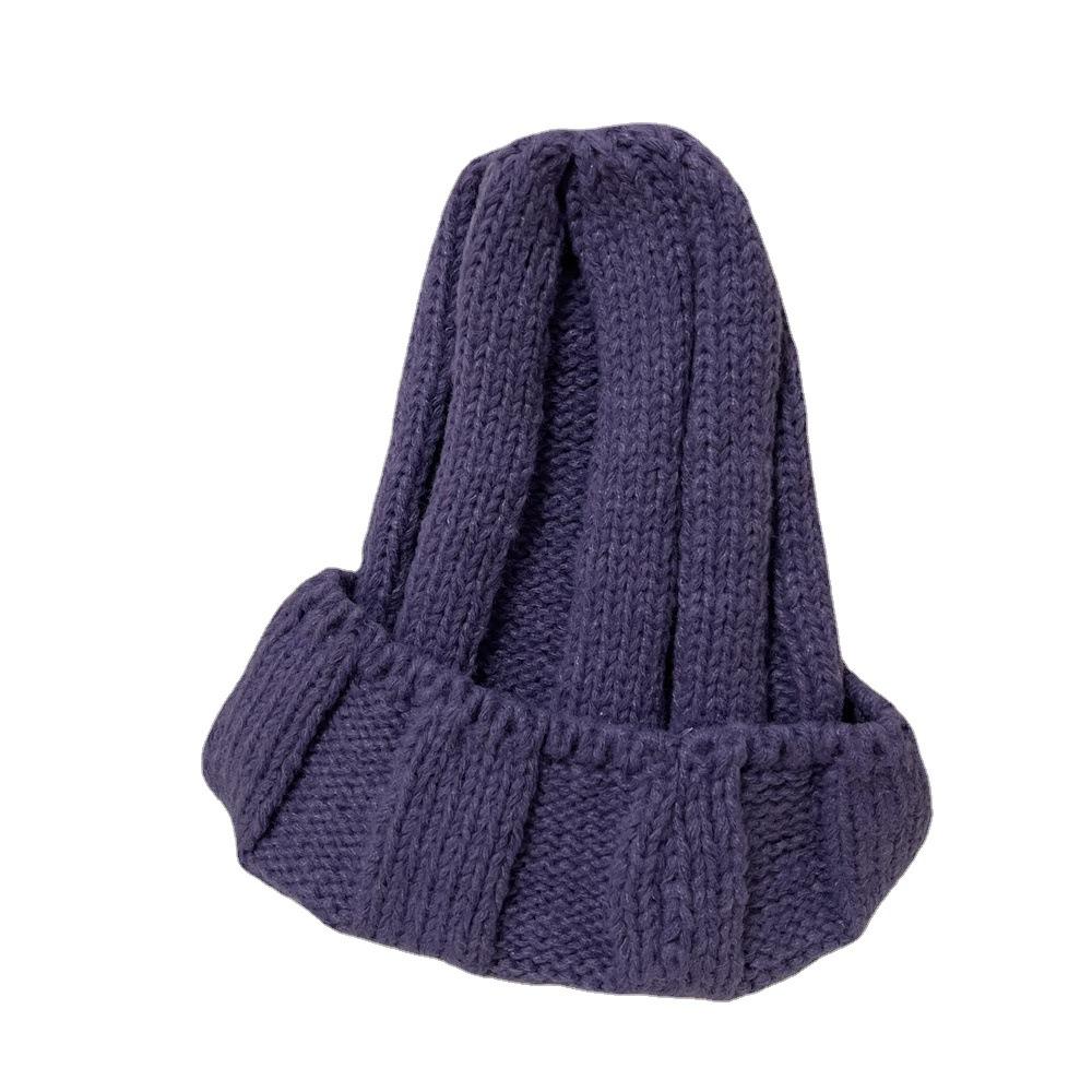 Do Not Pick People, Solid Color Knitted Hats for Men and Women, Thickened and Showing the Face, Small Cone Top Wool Hat, Bare Body Pullover Hat Tide