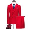 Fashion Men's Business Double Breasted Solid Color Suit Coat / Male Slim Wedding 2 Pieces Blazers Jacket Pants Trousers