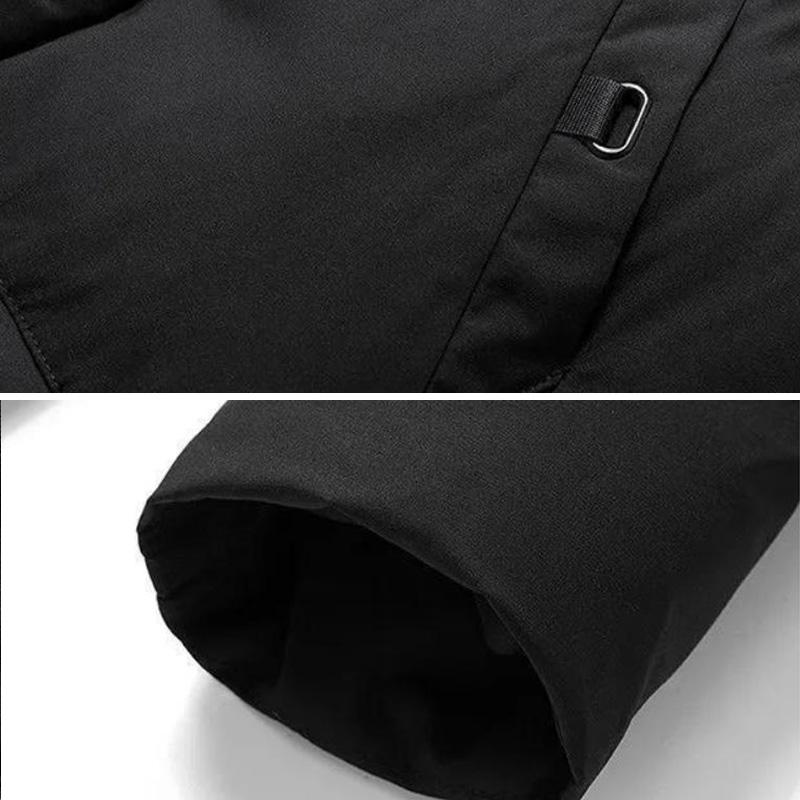 Men's Hooded Down Jacket Mid-length Winter Thick Warm Cotton Jacket Men's Casual Top Solid Color Coats Can Be Worn In Northern