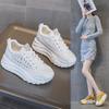 2024 Summer Women's Breathable Low-Top Casual White Sandals with Thick Soles and Inner Heel Lift, Genuine Leather Sports Design.