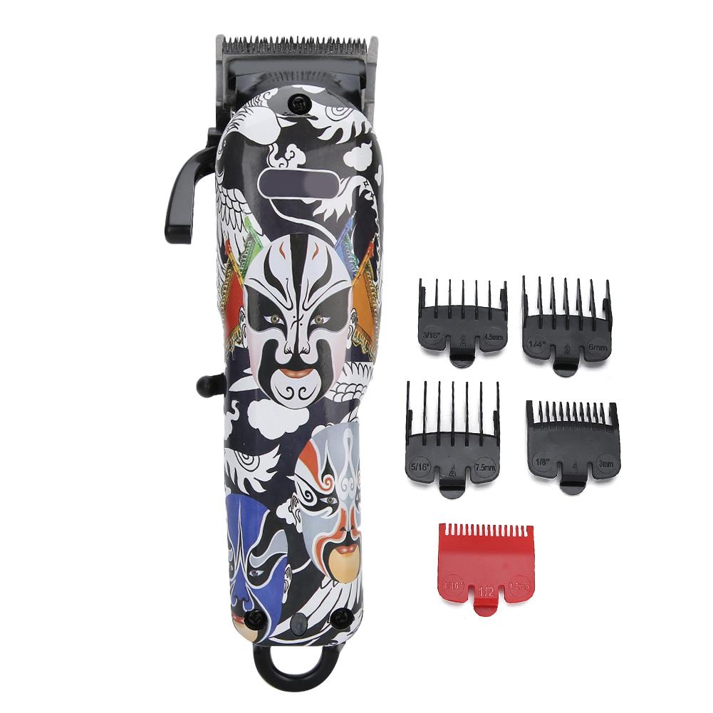 Retro Oil Head Electric Clipper Hair Salon Professional Trimming Tool Rechargeable Five Limit Combs