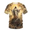 Summer Round Neck 3D Christ Jesus Print Top Fashionable Casual Short Sleeved Men's T-shirts