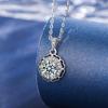 925 Sterling Silver Necklace Women's Light Luxury Niche Round Moissanite Pendant Ornaments