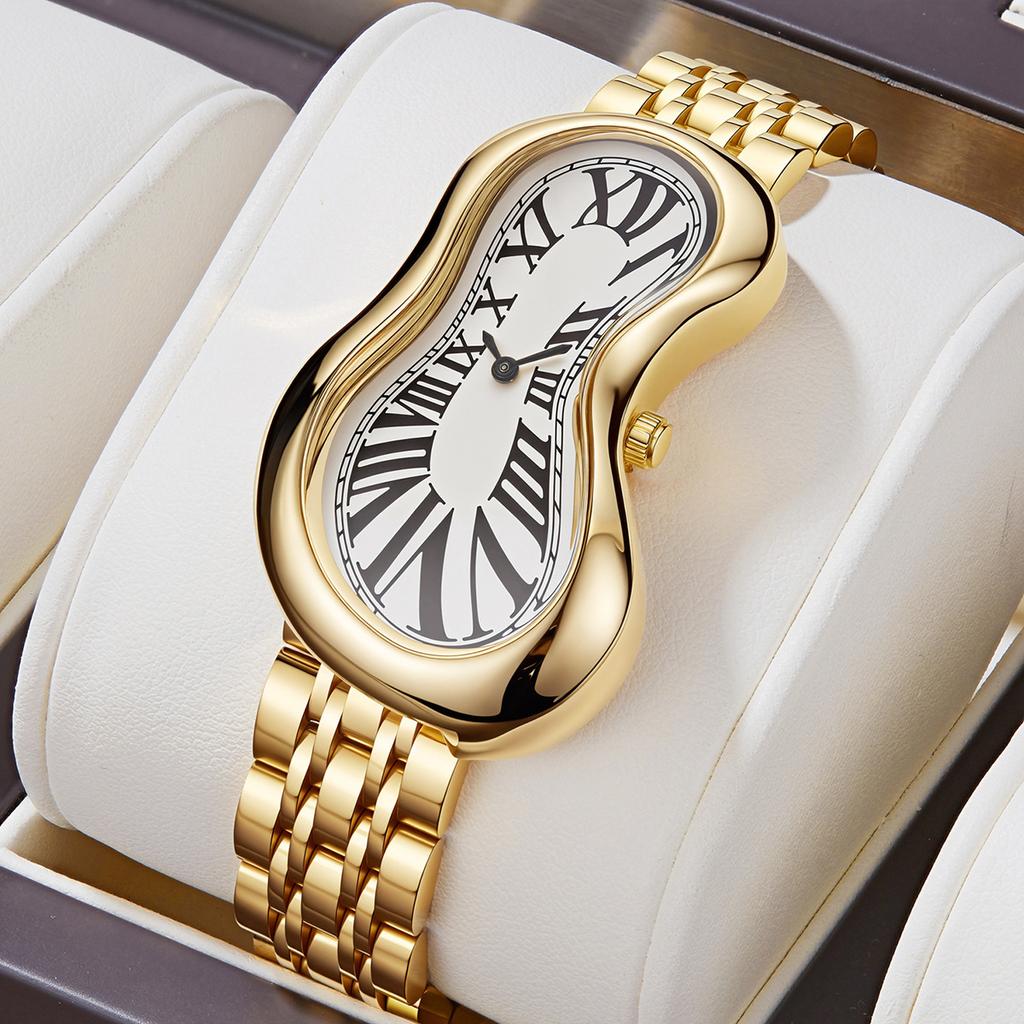 New Irregular Shaped Watch Melting Twisted Shape Fashionable Retro Niche Men's Watch Ins Style Quartz Watch