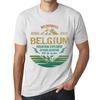 Men’s Vintage Tee Shirt Graphic T Shirt Mountain Explorer Belgium Vintage White