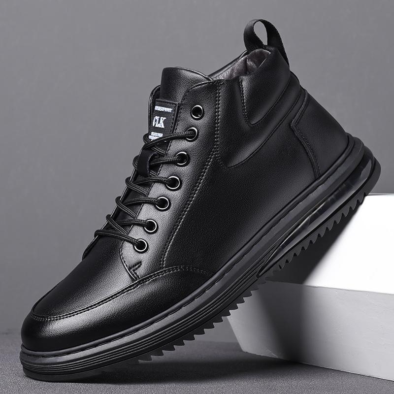 Fashion Autumn Winter Platform Velvet High-top Sneakers Men Designer Soft-soled Cow Leather Shoes Male Fashion Causal Men's Shoes Boots